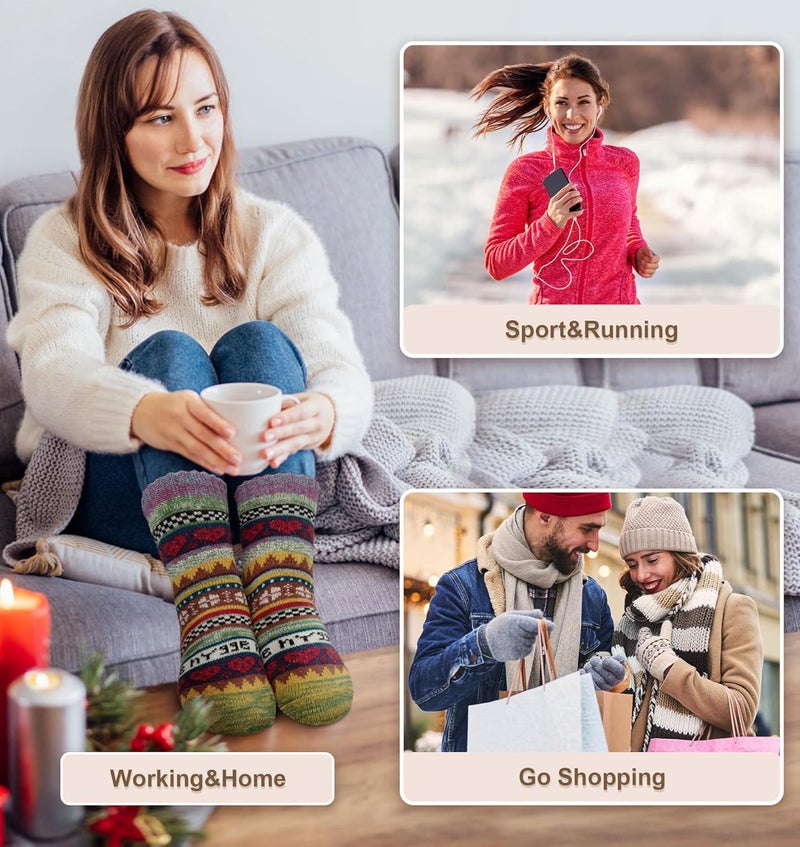 YSense Wool Socks for Women, Winter Boot Socks Stocking Stuffers Gifts for Women Warm Crew Hiking - Image 4